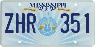 MS license plate ZHR351
