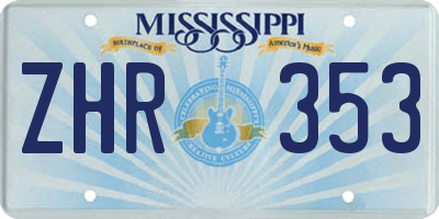 MS license plate ZHR353