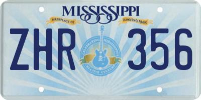 MS license plate ZHR356