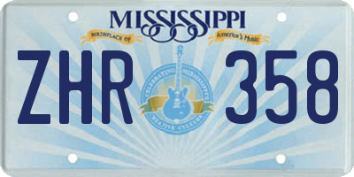 MS license plate ZHR358