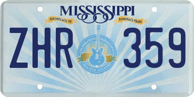 MS license plate ZHR359