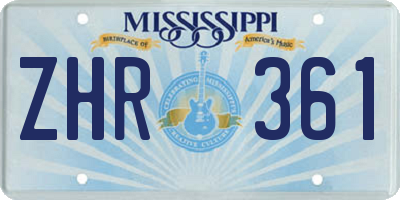 MS license plate ZHR361