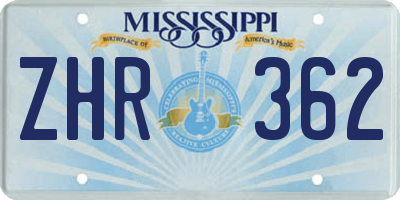 MS license plate ZHR362