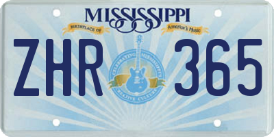 MS license plate ZHR365