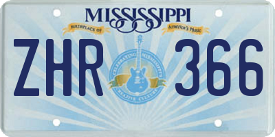 MS license plate ZHR366