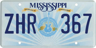MS license plate ZHR367