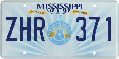 MS license plate ZHR371