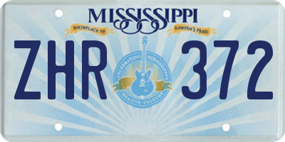 MS license plate ZHR372