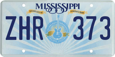 MS license plate ZHR373