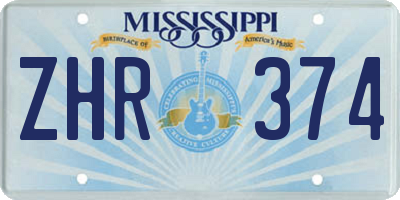 MS license plate ZHR374