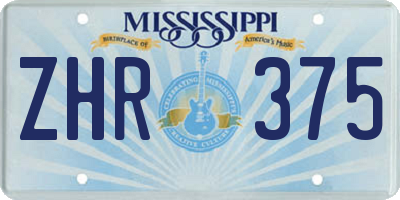 MS license plate ZHR375