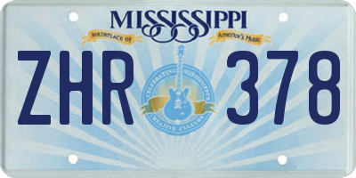 MS license plate ZHR378