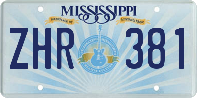 MS license plate ZHR381