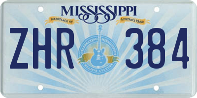 MS license plate ZHR384