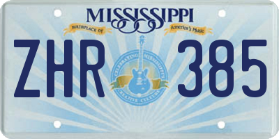 MS license plate ZHR385