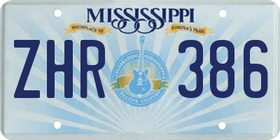 MS license plate ZHR386