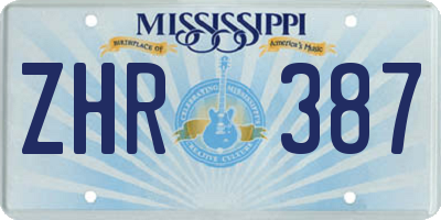 MS license plate ZHR387