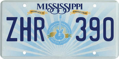 MS license plate ZHR390