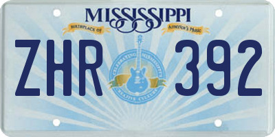 MS license plate ZHR392