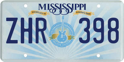 MS license plate ZHR398