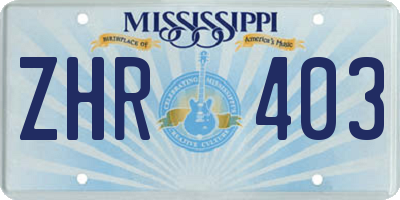 MS license plate ZHR403
