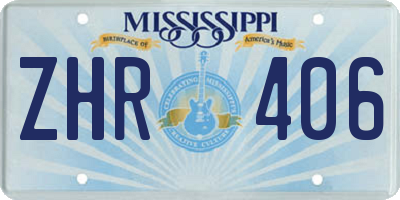 MS license plate ZHR406