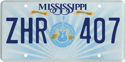 MS license plate ZHR407