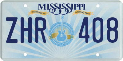 MS license plate ZHR408