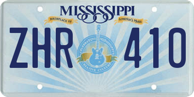 MS license plate ZHR410