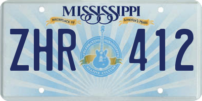 MS license plate ZHR412