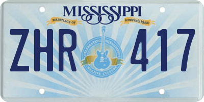 MS license plate ZHR417