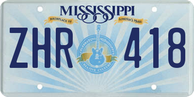 MS license plate ZHR418