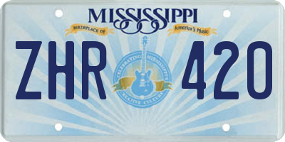 MS license plate ZHR420