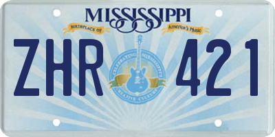 MS license plate ZHR421