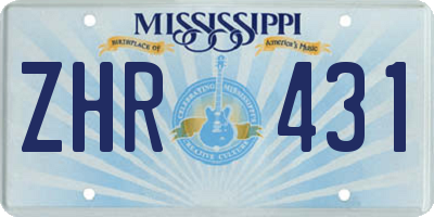 MS license plate ZHR431