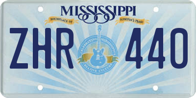 MS license plate ZHR440