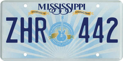 MS license plate ZHR442