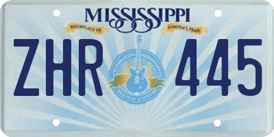 MS license plate ZHR445