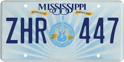 MS license plate ZHR447