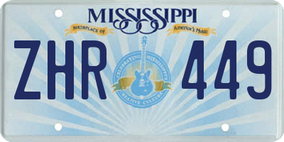 MS license plate ZHR449