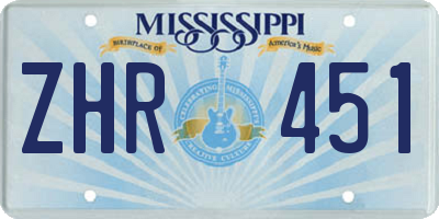 MS license plate ZHR451