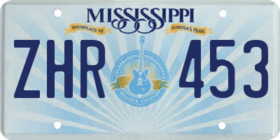 MS license plate ZHR453
