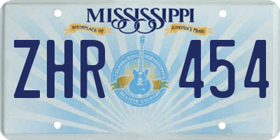 MS license plate ZHR454