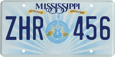 MS license plate ZHR456