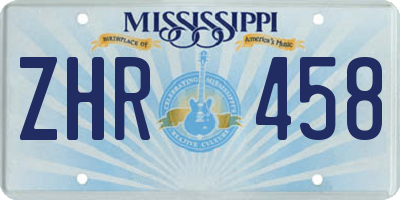 MS license plate ZHR458