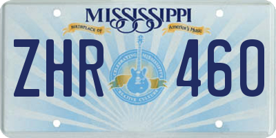 MS license plate ZHR460