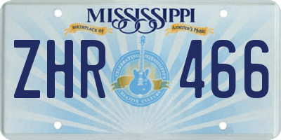 MS license plate ZHR466