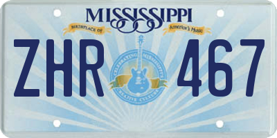 MS license plate ZHR467