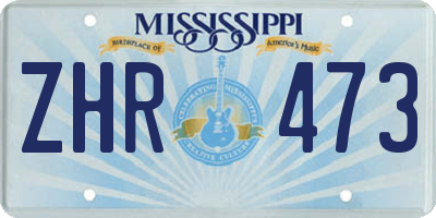 MS license plate ZHR473