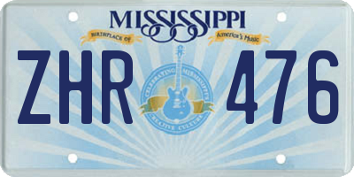 MS license plate ZHR476